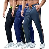 FANCHEN 3 Pack Men's Athletic Pant with Pockets Open Bottom Sweatpants for Men Workout,Running,Training,Jogging Pants