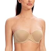 MELENECA Women's Underwire Smooth Multi-Way Uplift Padded Push Up Strapless Bra