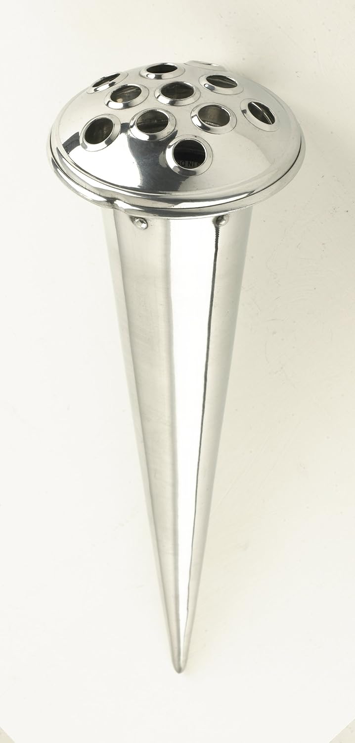 Black Country Metal Works Conical Flower Holder Vase & Lid Polished