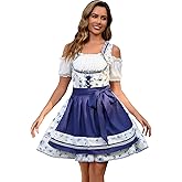Populus 2-piece Oktoberfest Outfits Women German Dirndl Dress Traditional Bavarian October Festival Costume