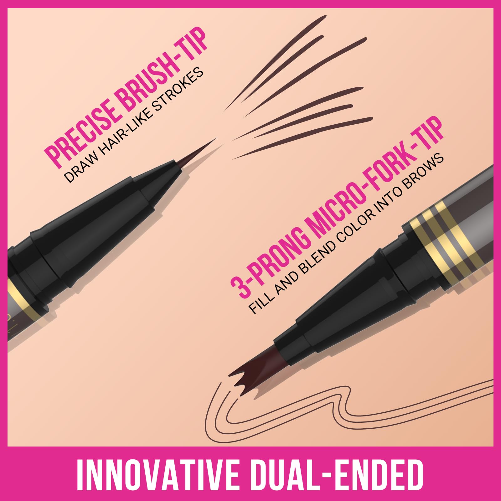 iMethod Microblading Eyebrow Pencil - Brow Pencil 2-in-1 Dual-Ended Eyebrow Pen with 3-Prong Micro-Fork-Tip Applicator and Precise Brush-Tip Creates Natural-Looking Brows, Stay on All Day, Dark Brown