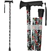 CLOKTA Walking Cane for Men and Women, Foldable | Lightweight Foldable, 5-Level Adjustable Height, Aluminum, Wrist Strap, Portable Folding Cane for Seniors Adults