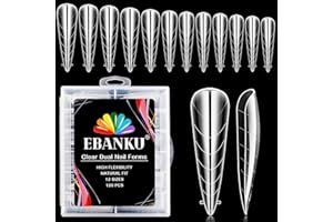 EBANKU Dual Nail Forms for Poly Extension Gel 120 PCS Structure Poly Nail Gel Stiletto Nail Tips for Builder Gel Solid Nail Gel Glue Nail Art Design Salon&DIY