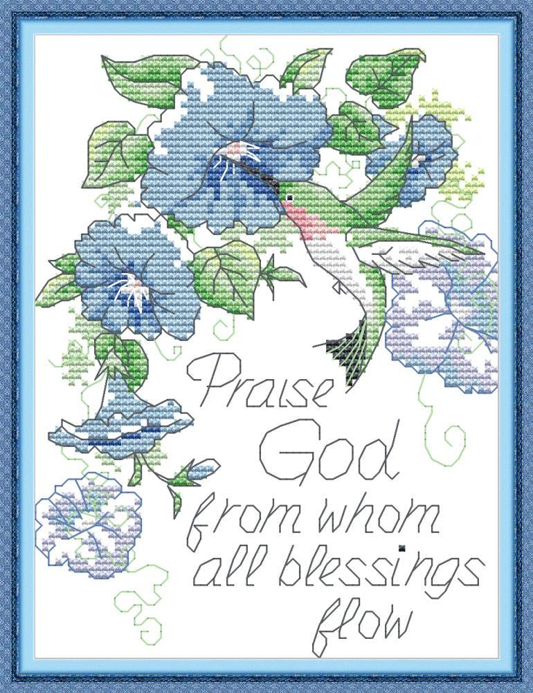 Abillyn Embroidery Cross Stitch Kits Praise God Stamped with Printed Pattern Starter Kit (Praise God)