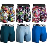 CHUAKIN Men's Long Leg Boxer Briefs Sports Performance Breathable Underwear 6-Pack