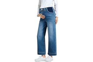 BLENCOT Maternity Jeans for Women High Waisted Wide Leg Stretchy Ankle Denim Pants Pregnancy Clothes
