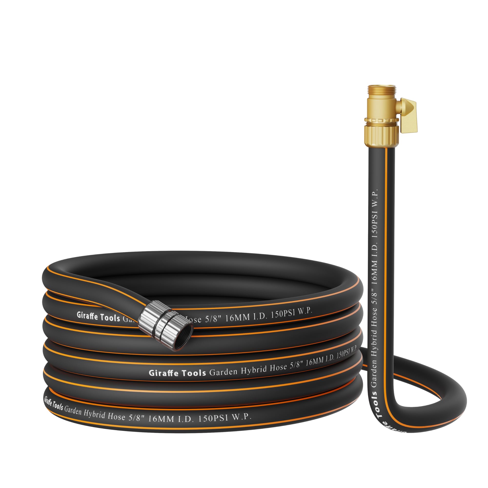 Photo 1 of *UNKNOWN OF ANY DAMAGES/HOLES* Giraffe Tools Hybrid Garden Hose 25ft x 5/8", Female and male Fittings with Shut off Valve, Heavy Duty, Flexible,Leakproof, Lightweight Water Hose