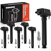A-Premium Set of 6 (Black) Ignition Coil Pack and Iridium Spark Plugs Compatible with Jeep Grand Cherokee 2011-2015, Wrangler
