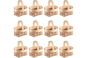 YARDWE 12pcs Mini Bamboo Woven Basket Miniature Flower Basket Dollhouse Picnic Basket Tiny Party Favor Container Farmhouse Decor for Fairy Garden Micro Landscape