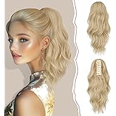 SOFEIYAN 14" Ponytail Extension, Short Wavy Claw Clip in Ponytail Hair Extension Synthetic Hairpieces Black Layered Natural Fluffy Curly Drawstring Ponytail Hair Piece for Women
