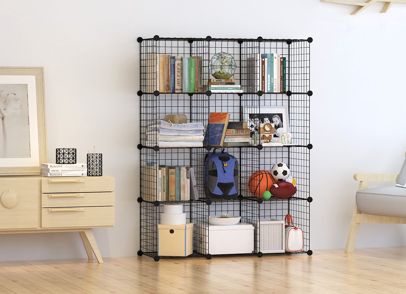 Tespo Metal Wire Storage Cubes, Modular Shelving Grids, DIY Closet