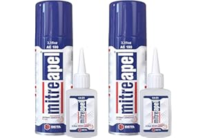 MITREAPEL CA Glue with Activator (2 x 0.80 oz - 2 x 3.30 fl oz.) - CA Glue for Woodworking - Cyanoacrylate Glue and Activator Spray - Crazy Glue, Super Glue for Crafts and DIY Projects - (2 Pk)