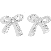 Bow Earrings for Women Trendy Prom Earrings Dresses Accessories Sparkly Rhinestone Stud Earrings Prom Wedding Party Outfit Jewerly Gifts