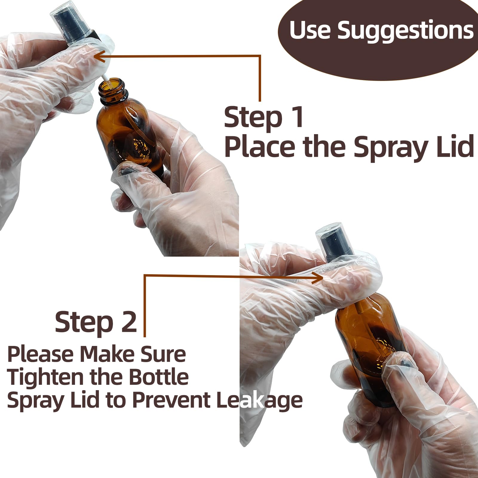 4 PACK 2 oz Amber Small Glass Spray Bottles, Empty Spray Bottle for Hair, Plants, Perfume - Fine Mist, 2oz Mini Spray Bottle