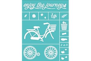 OLYCRAFT 2pcs 8.6x11 Inch Self-Adhesive Silk Screen Printing Stencil BicycleTheme Reusable Pattern Stencils for Painting on Wood Fabric T-Shirt Wall and Home Decorations