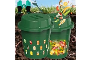 2-Pack Inground Worm Composter, 8L Outdoor Worm Farm, Worm Compost Bin for Garden Beds & Home Use, Vermicomposting Bin for Re