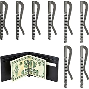 LOURCQVO 8 Pack 68mm+75mm Spring Money Clip for Wallet, Metal Insert Bar Slim Cash Replacement for Bifold Leather Wallet