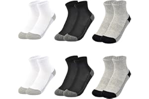 Boys Crew Socks Athletic Half Cushioned Socks Cotton Thick Ankle Socks 6 Pack
