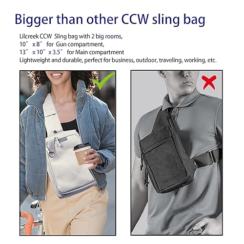 lilcreek Concealed carry Sling backpack,Gun holster Shoulder Chest