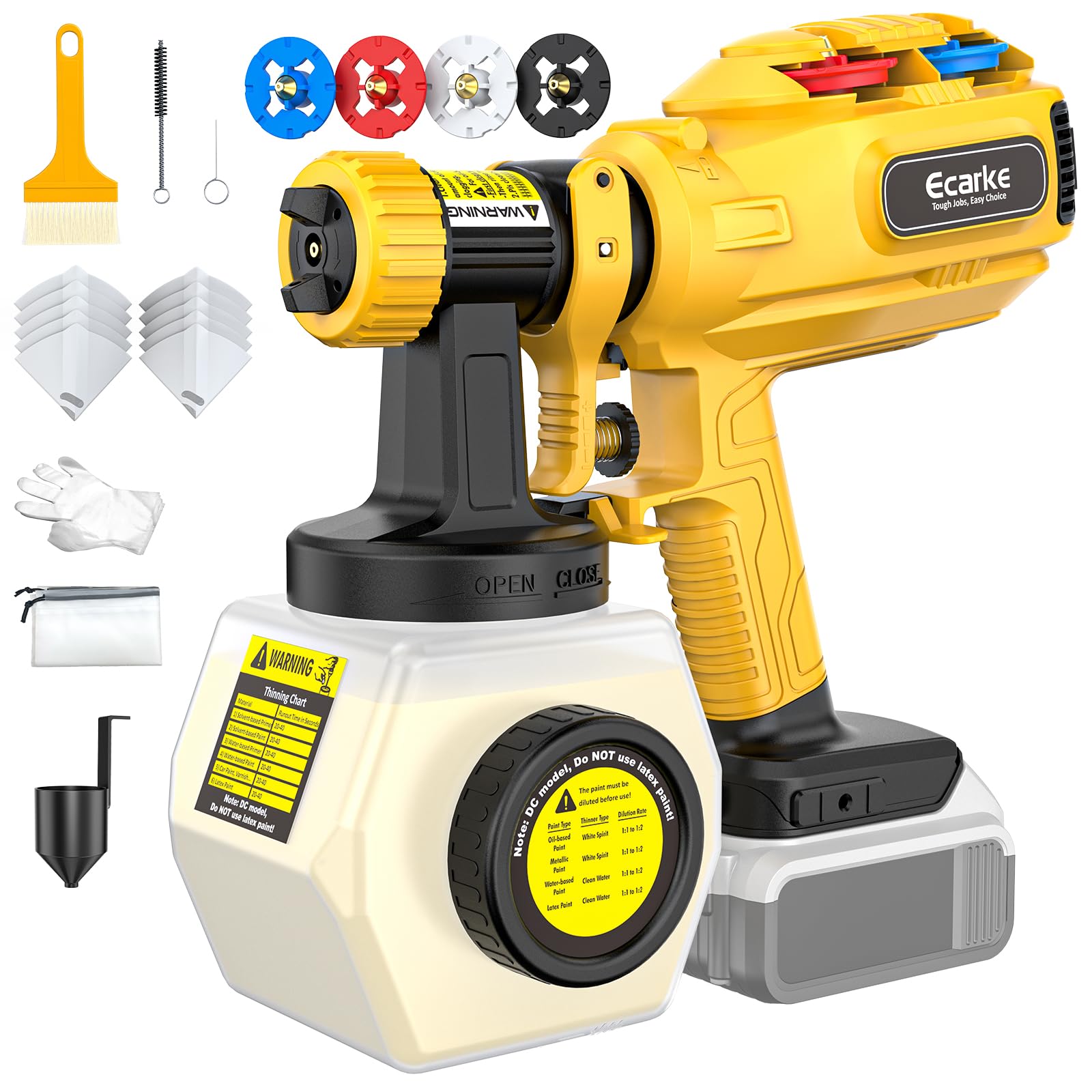 Photo 1 of Ecarke Cordless Paint Sprayer Compatible with DeWalt 20V Battery - Side-Fill Design (No Disassembly) & Onboard Nozzle Storage - 43,000 RPM, 1200mL Tank, 4 Nozzles - DIY to Pro Use (Tool Only)
