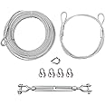 hannger 1/4 Wire Rope Kit, 150 ft Galvanized Steel Cable with 6ft Sling Cable, Turnbuckle, Wire Rope Clamps & Thimble, 4200 lbs Breaking Strength, 7x19 Strand Metal Cable for Zipline, Shade Sails
