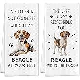 SereneHanctuary Funny Beagle Dog Kitchen Towels, Beagle Gifts for Women Men Dish Tea Towels, Gifts for Dog Lovers Owners Decorative Hand Towel for Kitchen, 16x24 Inch Set of 2
