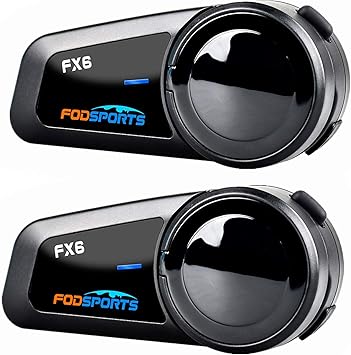 Amazon Com Motorcycle Bluetooth Headset Fodsports Fx6 1000m 6 Riders Group Motorbike Intercom Universal Bluetooth Motorcycle Helmet Communication System Fm Hard Soft Mic Voice Dial Usable While Charge Automotive