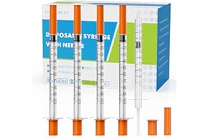 GODCREAT U-100 1cc with 30G 1/2 Inch Syringes, Individually Packed, Pack of 100