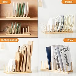 Worthyeah 4 PCS Bamboo Dish Dying Rack - Pot Lid