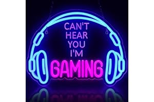 ReyeeInc Gaming Headset Neon Sign, Large Bright and Dimmable Colorful LED Game Headphone Neon Light and USB Powered Lightup S