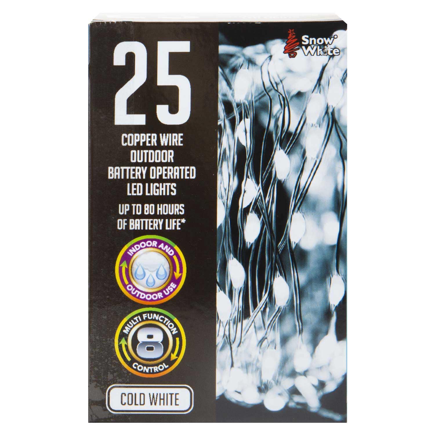 VFM - Outdoor Christmas Lights Copper Wire Lights (25)- Cold White- Christmas Lights