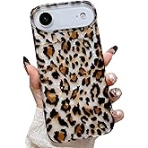 Changjia for iPhone Air Leopard Print Case,Cute Luxury Bling Sparkle Translucent Clear Vintage Cheetah Print Soft TPU Silicone Slim Protective Phone Case for Girls Women for iPhone 17 Air 6.5",Cheetah
