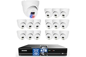 ONWOTE 4K 16 Channel PoE Security Camera System, AI Face Recognition Human Vehicle Detection, 2 Way Talk, Color Night Vision, 16x 8MP Outdoor PoE Cameras 131° View, 16CH NVR Surveillance for Business