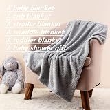 CREVENT Small Fluffy Baby Blanket 75x100cm Grey view 6