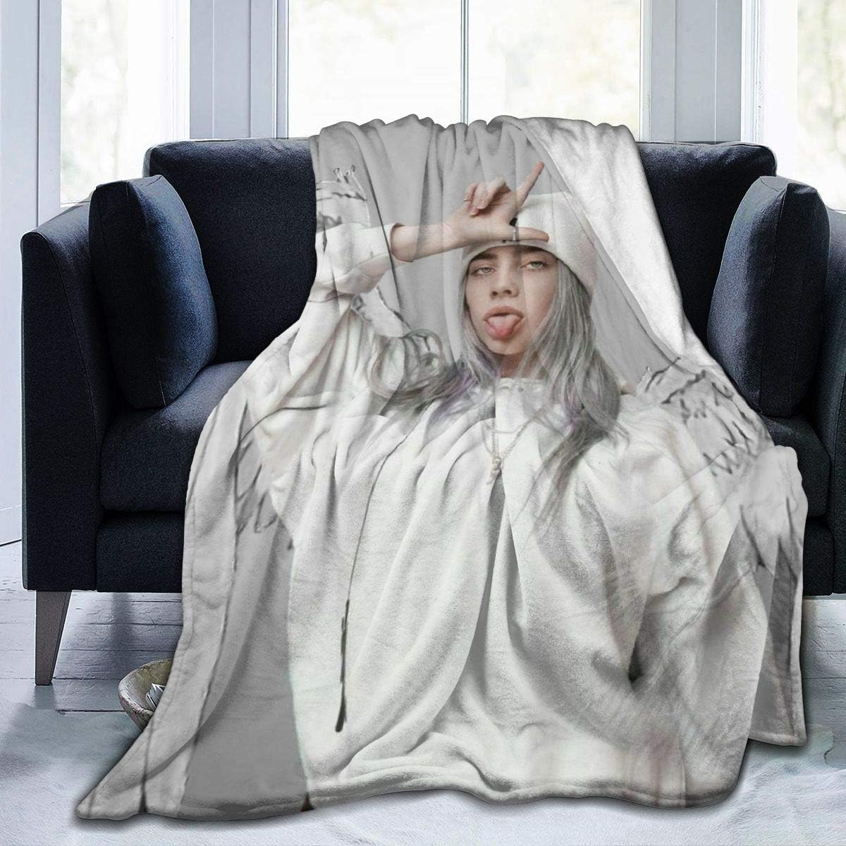 Small Pastry B-illie Eilish Throw Blanket Super Soft Bed Blanket Ultra-Soft for All Seasons Black 50"" x40