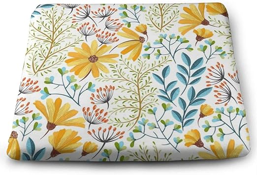 Amazon Co Jp 春の花柄 座面クッション おしゃれ 低反発 座布団 人気 高級感 記憶泡 スクエア クッション 滑り止め付き 厚い チェアパッド 通気性 椅子 クッション ホーム キッチン