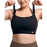 VFUS Women's Sports Bra Wirefree Adjustable Medium-High Support Everyday Wear for Large Bust Plus Size with Removable Pads