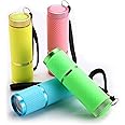 Glow in Dark Flashlights 9 LED Rubber Coated Flashlights with Handle Mini Torch LED Fluorescent Flashlight Aluminum Portable Handy Flashlight for Party Hiking Camping in 4 Colors (4 Pieces)