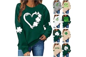 VOGFFR St Patricks Day Sweatshirt Women Lucky Clover Sweatshirt Long Sleeve Crewneck Pullover Cute St Patricks Day Shirt