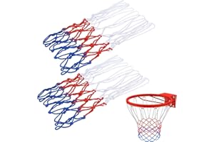 2 Pack Heavy Duty Basketball Net, All-Weather Red/White/Blue Basketball Nets, 12 Loops Basketball Net Replacement Fits Standa