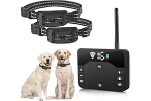 zvsay Wireless Dog Fence System for 2 Dogs,2025 Electric Dog Fence 2-in-1 with Training Shock Collar,Waterproof Perimeter Dog Collar Up to 985ft Adjustable