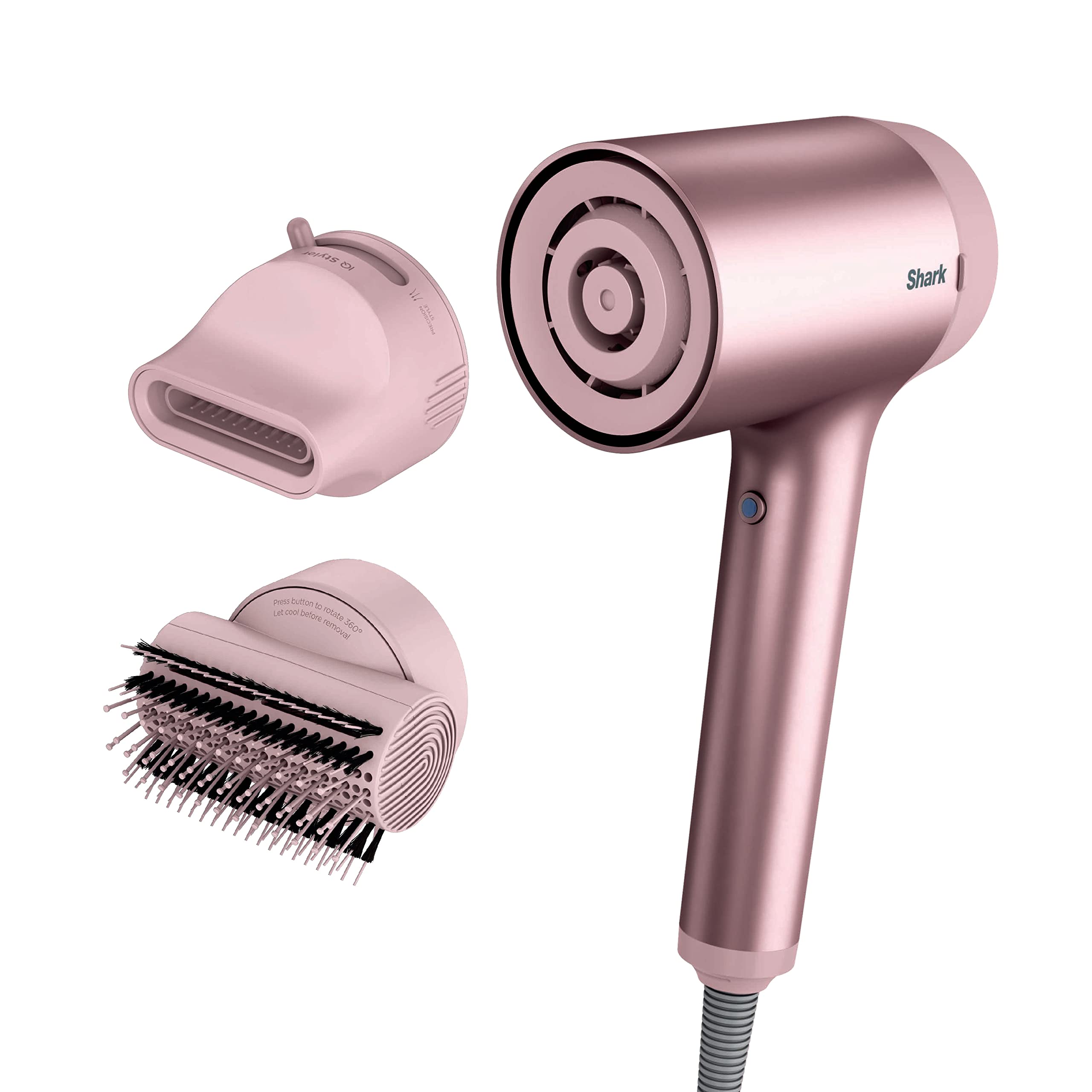 Photo 1 of Shark HD112PKBRN HyperAIR Fast-Drying Hair Blow Dryer with IQ 2-in-1 Concentrator and Styling Attachments, Auto Presets, Rotatable Hot Air Brush, No Heat Damage, Ionic, Rose