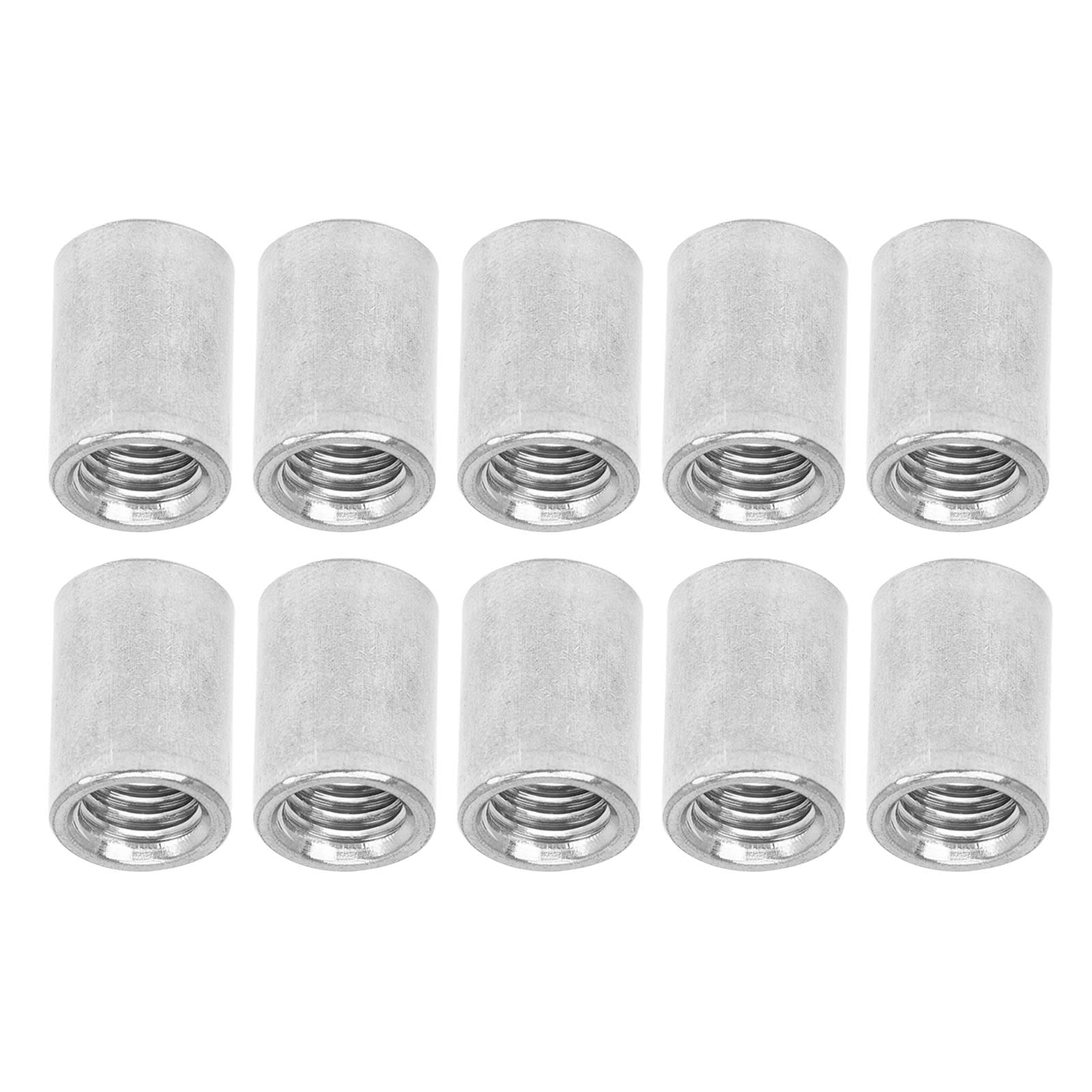 M12 Round Connector Nut,10Pcs Strong Coupling Nut,Round Rod Connector 304 Stainless Steel Female Thread M12x1 75 16 L35mm for Repair