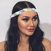 ACEDRE Light Up Rhinestone Headband LED Crystal Rave Headpiece for Women | Glowing Forehead Head Chain Sparkly Party Costume Hair Accessories
