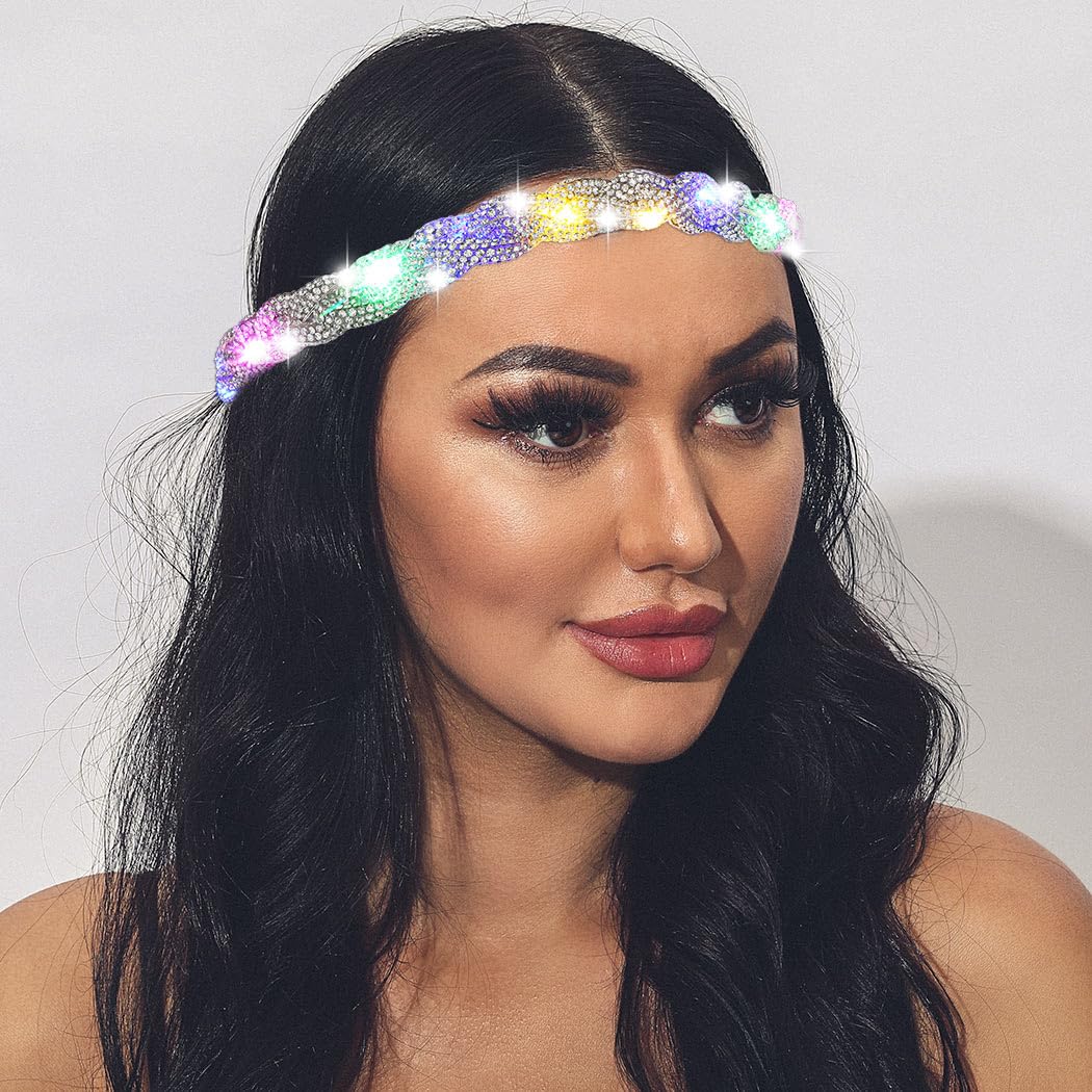 Photo 1 of Acedre  Rhinestone Headband LED Rave Headpiece Glow Silver Crystal for Women