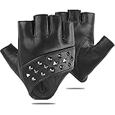 FIORETTO Womens Fingerless Leather Gloves for Driving Unlined Half Finger Punk Gloves 180413