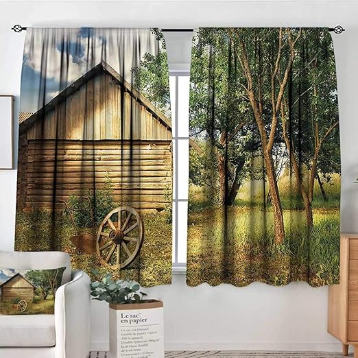Amazon Com Pricetextile Rural Room Darkening Curtains Log Cabin