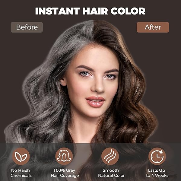 KLEIKYEREL DARK BROWN HAIR DYE SHAMPOO 3 IN 1 FOR GRAY HAIR COVERAGE, DUNTAIL INSTANT HAIR COLOR SHAMPOO, HERBAL HAIR DYE SHAMPOO FOR WOMEN MEN, LASTS 30 DAYS (16.9 FL OZ)