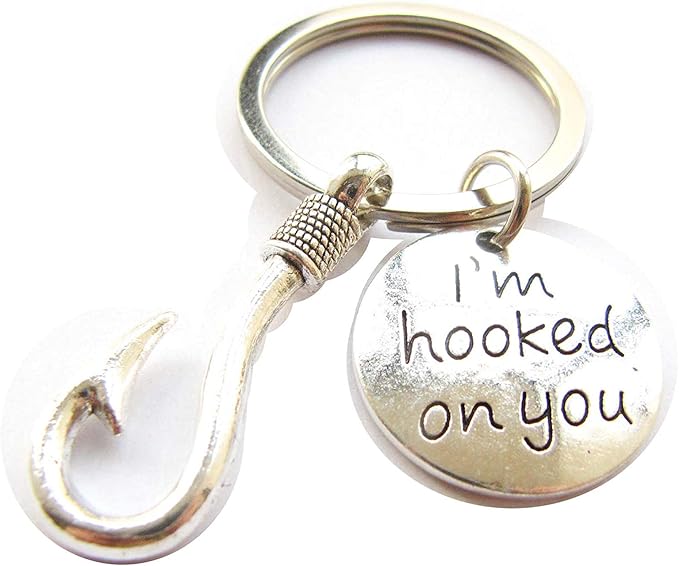 I'm Hooked On You Keychain, Fish Hook Charm