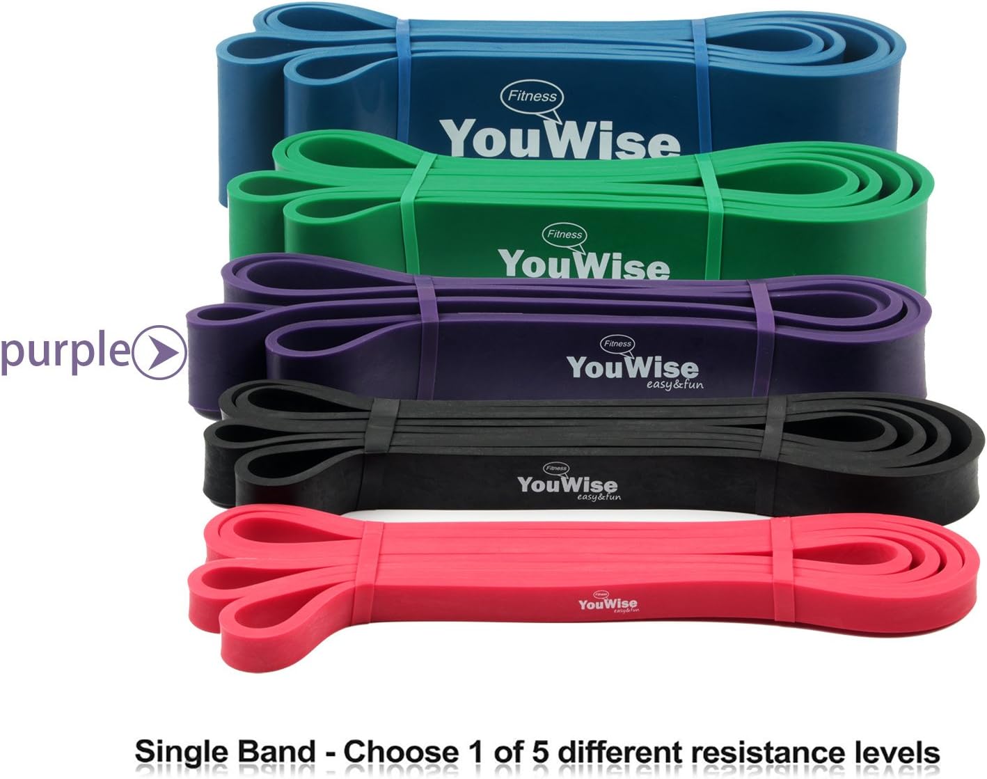 Pull Up Assist Band-YouWise Heave Duty Stretch Resistance Band, Mobility,Powerlifting Band Bonus eBook -Multi Choice: Single Band or one Set